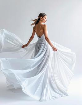 ファッションポートレート白いドレスの写真