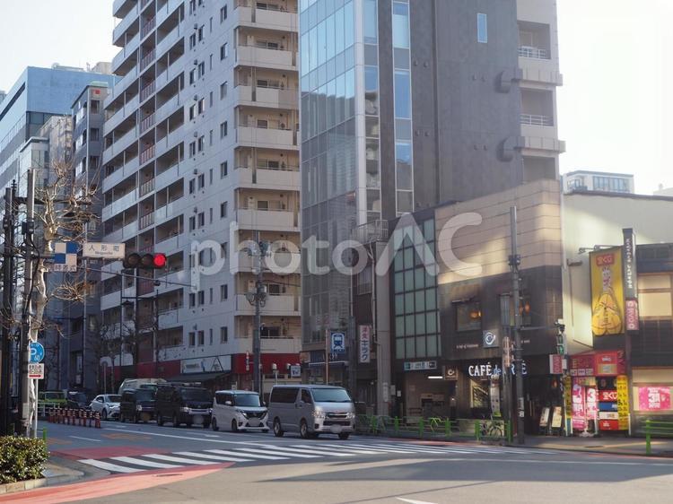 水天宮前交差点（東京都・日本橋） 水天宮前交差点,人形町通り,日本橋の写真素材