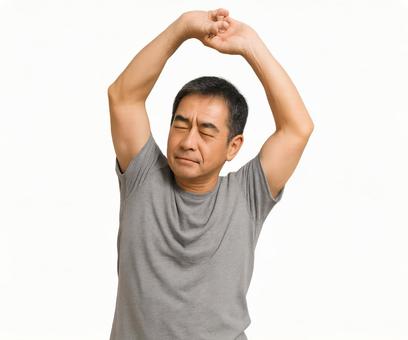 両腕を上げた男性素材 両腕を上げた男性素材の写真
