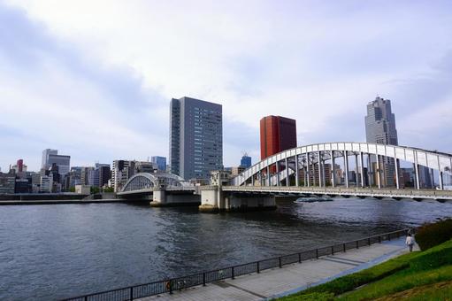 隅田川の勝鬨橋2 勝鬨橋,勝どき,橋の写真素材