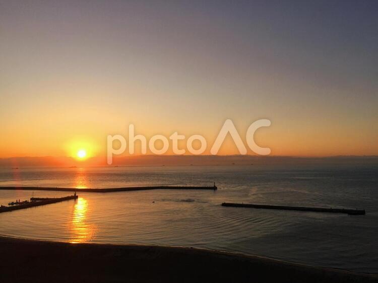 伊良湖岬の夕焼け 愛知県,伊良湖,海岸の写真素材