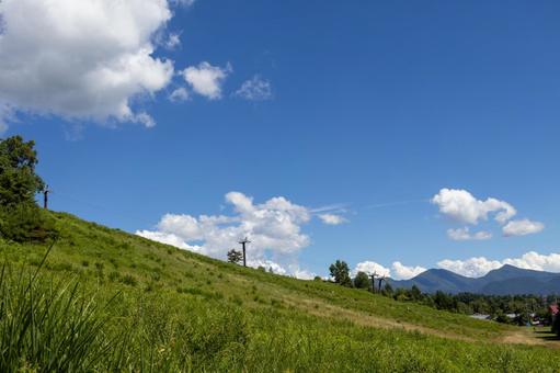 7月の菅平高原でハイキング 7月の菅平高原でハイキング 風景,菅平高原,日本の写真素材