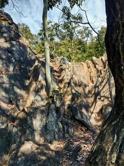 日和田山男坂の岩場 日和田山,男坂,岩場の写真素材