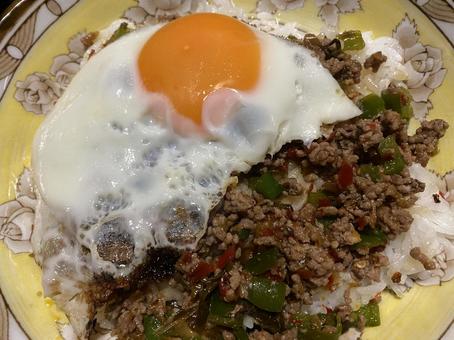 ガパオライス エスニック,ガパオ,ご飯の写真素材