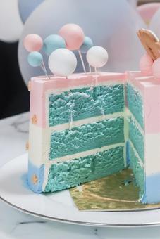 ジェンダーリビール　性別発表ケーキ 赤ちゃん,ベイビー,babyの写真素材