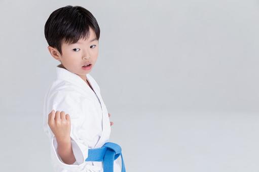 空手をする子ども 空手をする子ども 空手,型,男の子の写真素材