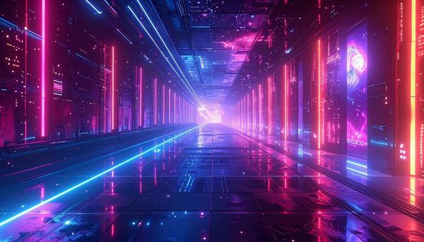 サイバーパンクでサイケデリックな背景の写真