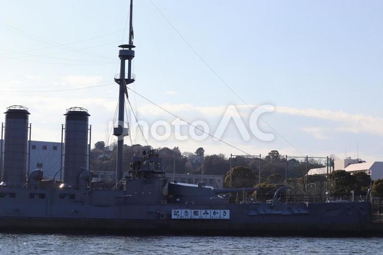 夕方　三笠 戦艦,三笠,横須賀の写真素材