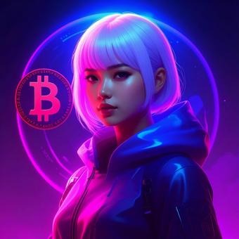 ビットコインと女性 ビットコインと女性の写真