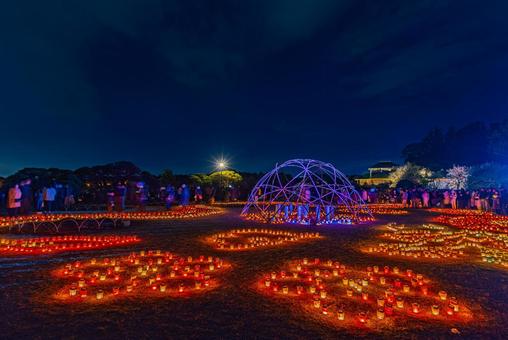 偕楽園　イルミネーション 偕楽園,イルミネーション,花火の写真素材