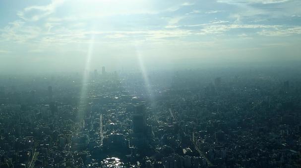 天国への見えざる橋 空,街,太陽の写真素材