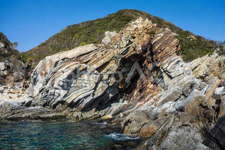 熊野地方の風景　フェニックス褶曲（しゅうきょく） 熊野古道,熊野,大辺路の写真素材