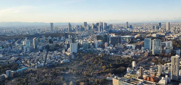 東京の街並みと神宮の森の眺め 東京の街並みと神宮の森の眺め 東京,晴天,俯瞰の写真素材