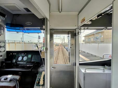 Sanyo Electric Railway, 6000 series, driver's cab, JPG
