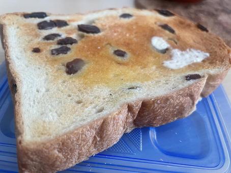 レーズントースト（溶けたバター） レーズントースト,トースト,レーズンの写真素材