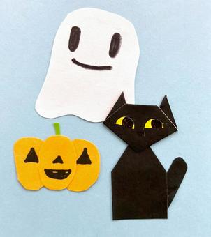 ハロウィン ハロウィン ハロウィン,おばけ,黒猫の写真素材