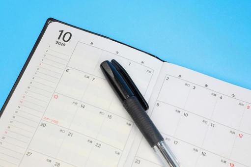 ビジネス手帳 10月のカレンダー ビジネス手帳 10月のカレンダー 10月,十月,2025年の写真素材