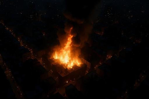 夜間の都市火災 夜間の都市火災の写真