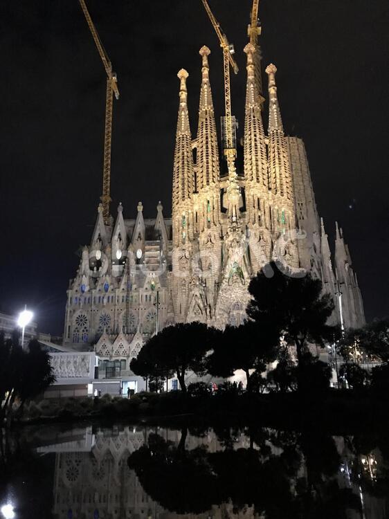サグラダファミリアのライトアップ 建築,旅,都市の写真素材