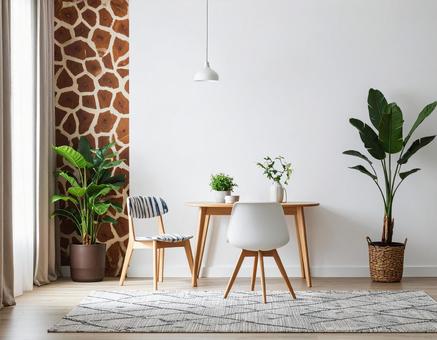 アニマル柄の壁紙　モダンな部屋の写真