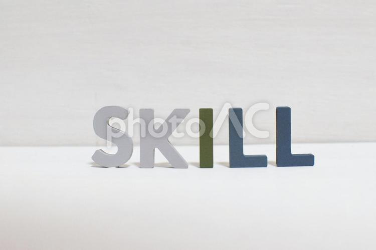 スキルの文字とホワイトバック スキル,熟練,技能の写真素材