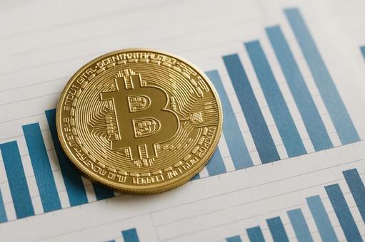 グラフとビットコイン グラフとビットコインの写真