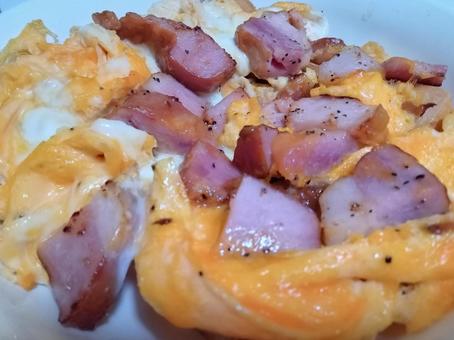 ベーコンエッグ ベーコンエッグ ベーコン,玉子,食べ物の写真素材