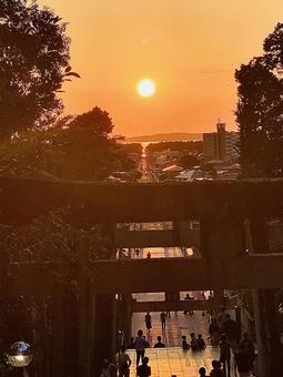 宮地嶽神社からの光の道の写真