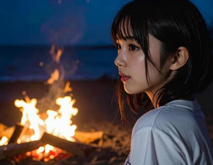 キャンプファイヤーに来ています キャンプファイヤーに来ていますの写真