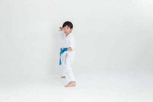 空手をする子ども 空手をする子ども 空手,型,男の子の写真素材