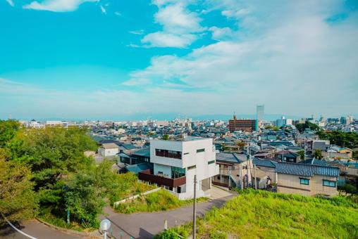 【新潟】日和山から眺める新潟の街並み 【新潟】日和山から眺める新潟の街並み 新潟,みどり,青の写真素材