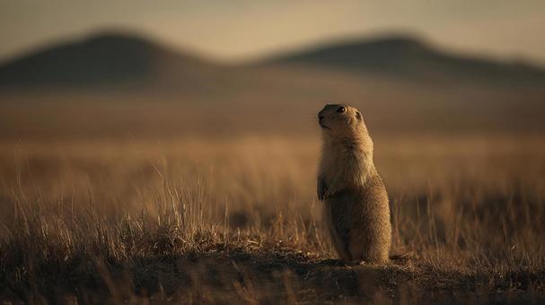 プレーリーの風景と動物 プレーリーの風景と動物の写真