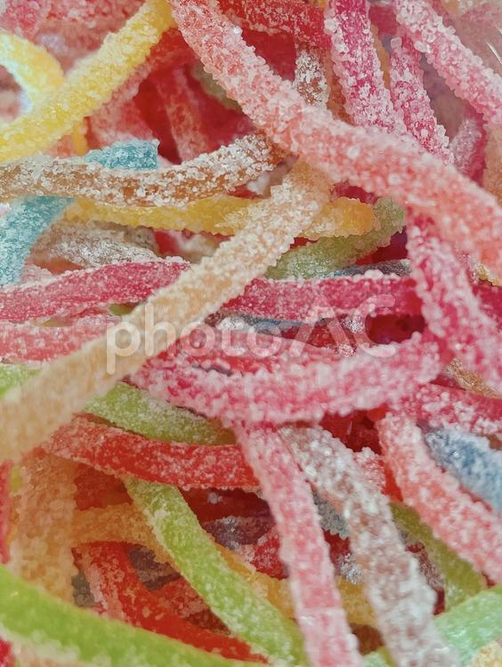 カラフルグミ　ひも グミ,カラフル,お菓子の写真素材