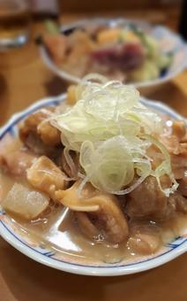 もつ煮 もつ煮 おつまみ,白ネギ,もつ煮の写真素材