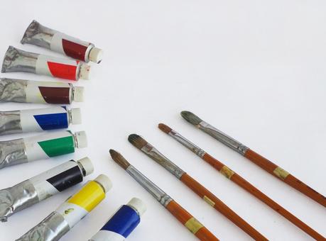 油絵の具 画材道具 画材 絵筆 油絵の具 画材道具 画材 絵筆 油絵の具,画材道具,絵の具の写真素材