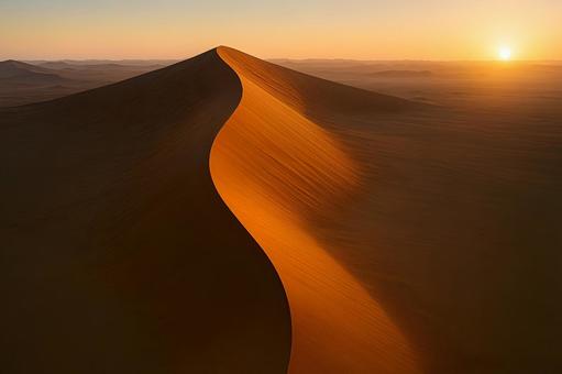 光るナミブ砂丘の写真