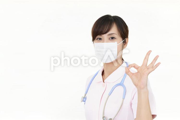 OKサインの看護師 女性,看護師,看護士の写真素材