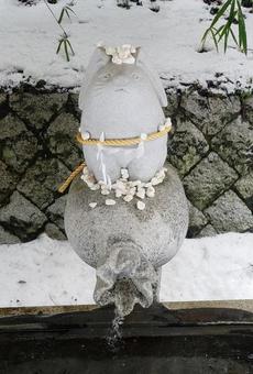 白兎神社〜因幡の白うさぎ 白兎神社〜因幡の白うさぎ 白うさぎ,白兎神社,雪の写真素材