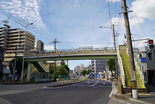 大阪市道九条梅田線海老江歩道橋付近の風景 海老江交差点,道路,大阪市道九条梅田線の写真素材