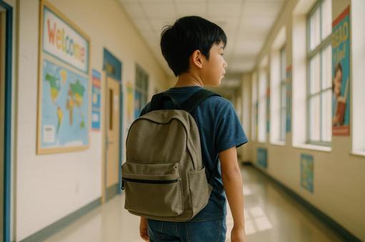 移住先の学校に通う子供の写真