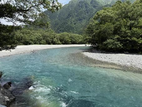 上高地 上高地,自然,川の写真素材