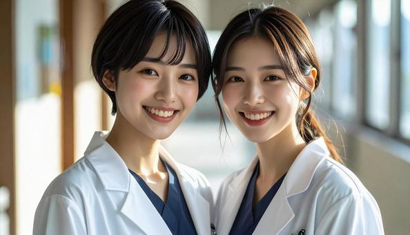 二人の女性医師 二人の女性医師の写真