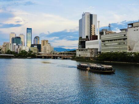 水都大阪の夕景 大阪,大阪市,天満橋の写真素材