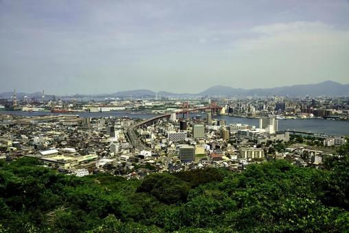 Scenery of Dokai Bay and Wakato Ohashi seen from Takatoyama Park Observatory Scenery of Dokai Bay and Wakato Ohashi seen from Takatoyama Park Observatory
