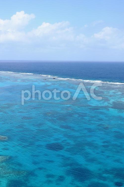 珊瑚礁群がある遠浅の海 リーフ,サーフ,遠浅の写真素材