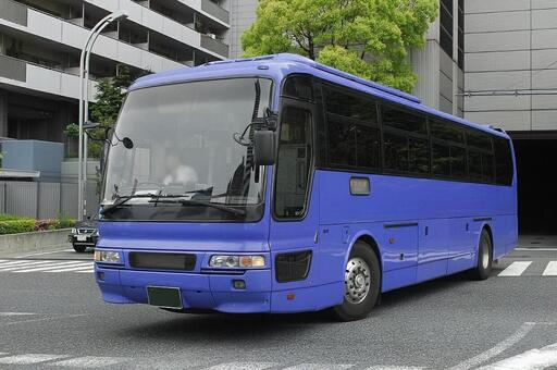 三菱ふそう　エアロバス　青 夜行バス,高速バス,旅行の写真素材