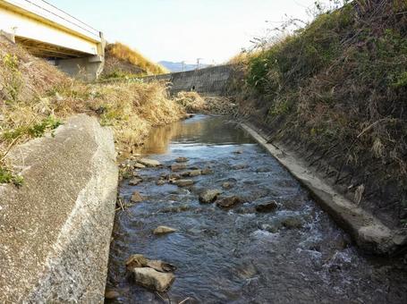 小川と護岸のある風景 小川と護岸のある風景 川,小川,護岸の写真素材