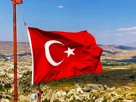 トルコ国旗 トルコ国旗 トルコ,国旗,青空の写真素材