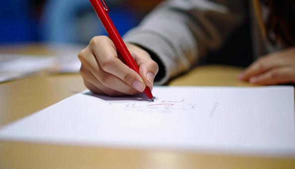 テスト 丸つけ 自習 勉強 赤ペン テスト 丸つけ 自習 勉強 赤ペンの写真