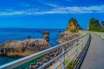 岩場と澄んだ海 道路,海沿い,海の写真素材